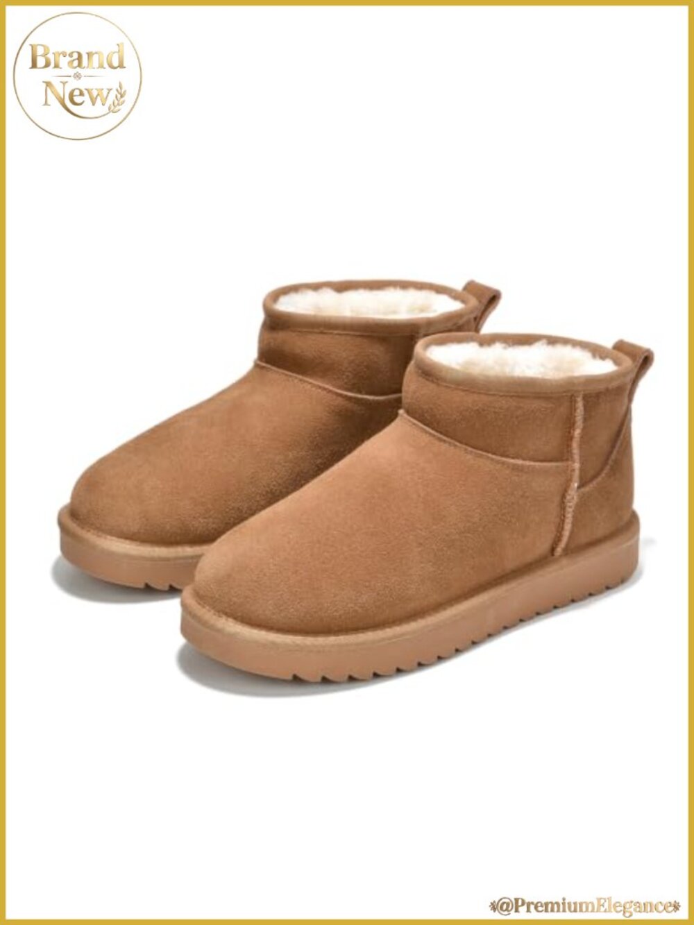 Genuine Leather Ankle Boots Water-Resistant Faux Fur Lined Womens Winter Booties